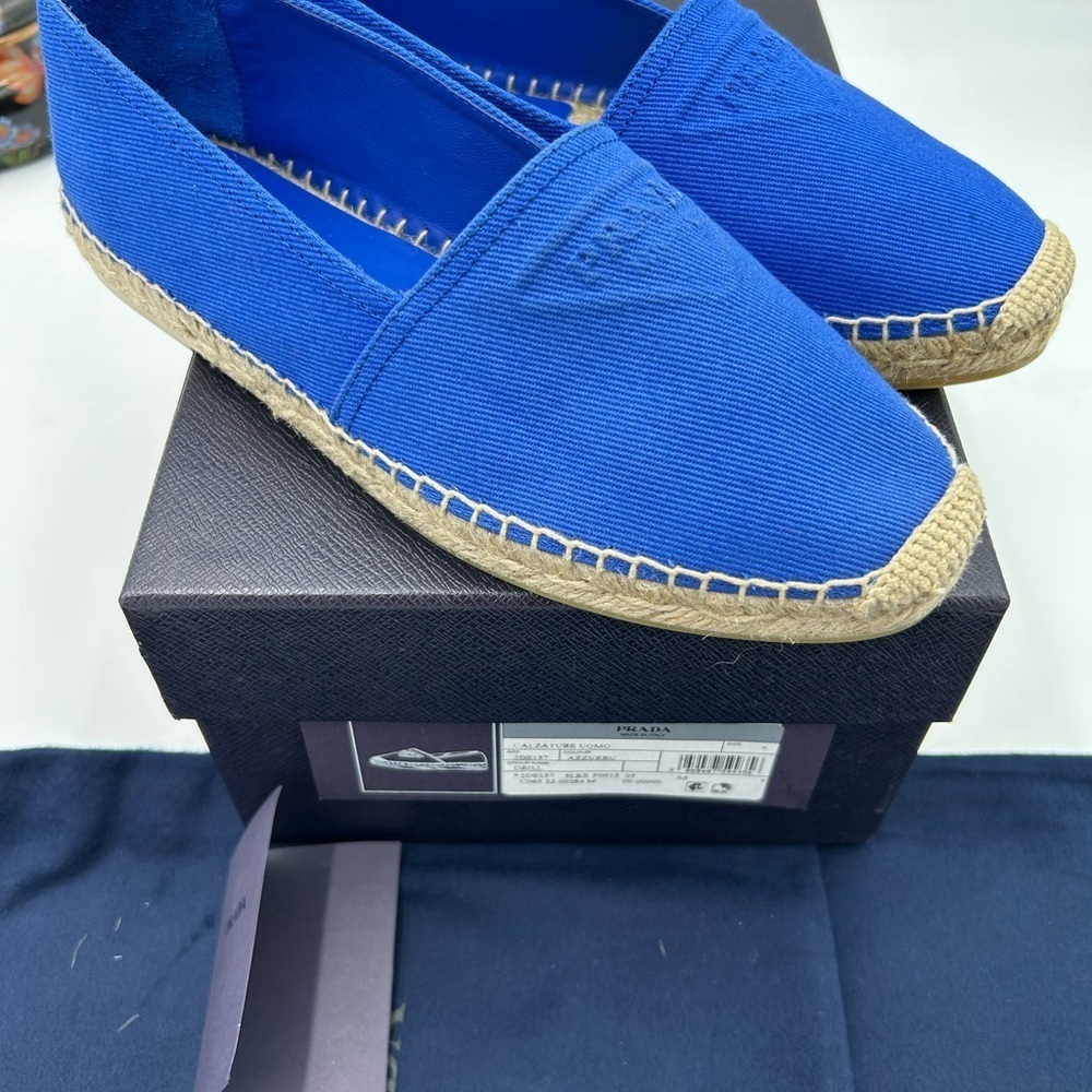 Women's Prada triangle logo canvas espadrille size 7, made in Italy - Picture 8 of 8